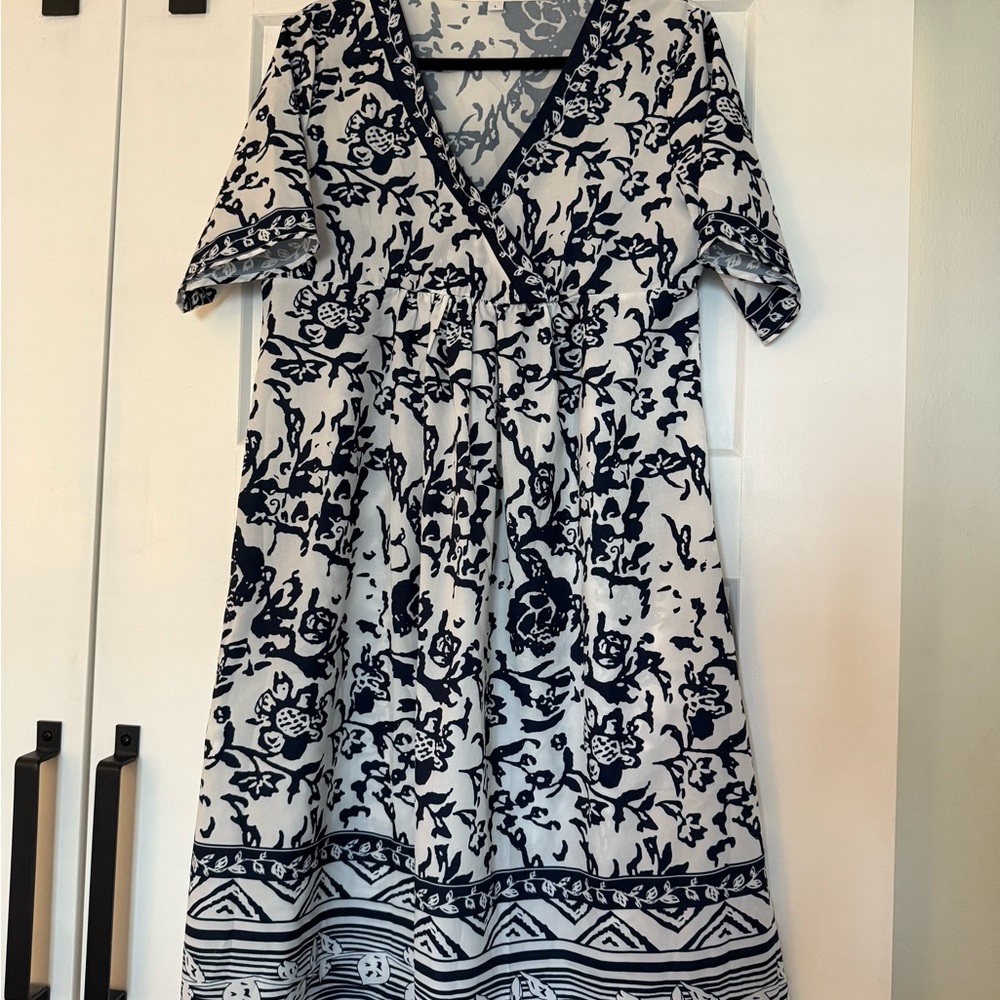 Blue and White Floral Dress